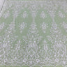 1 Yard Ivory Beaded & Sequined Embroidered Lace Fabric on 100% Polyester Mesh, 54" Wide,