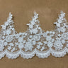 1 Yard Beaded & Corded Lace Trimming Embroidered on 100% Polyester Net Mesh 8? Wide