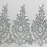 1 Yard Corded Lace Trimming Embroidered on 100% Polyester Net Mesh 13? Wide