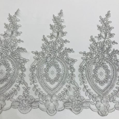 1 Yard Corded Lace Trimming Embroidered on 100% Polyester Net Mesh 13? Wide