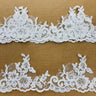 1 Yard 4? Wide Beaded & Corded Lace Trimming Embroidered on 100% Polyester Net Mesh