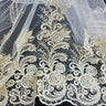 1 Yard Beaded Corded Lace Fabric Embroidered Net Mesh 51" Width