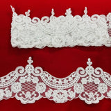 1 Yard 5? Wide Beaded & Corded Lace Trimming Embroidered on 100% Polyester Net Mesh