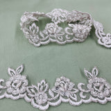 1 Yard Beaded Corded Lace Trimming Embroidered on Polyester Net Mesh