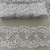 1 Yard Corded Double Sided Lace Trimming on 100% Polyester Net Mesh 5? Wide