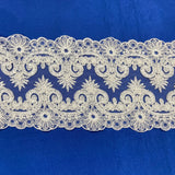 1 Yard Corded Double Sided Lace Trimming Embroidered on 100% Polyester Net Mesh 6.5? Wide
