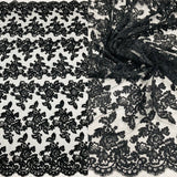 1 Yard Corded Bridal Lace Fabric Embroidered Elegant Mesh Dress 51" Width