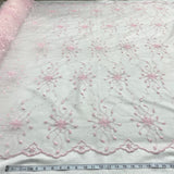 1 Yard Mustard Green Beaded Lace Fabric Embroidered Polyester Net Mesh 50 Inch Width