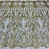 1 Yard Beaded Lace Fabric on Polyester Net Mesh, Embroidered Lace Fabric, 54" Wide, Elegant Textile for Dressmaking & Crafts