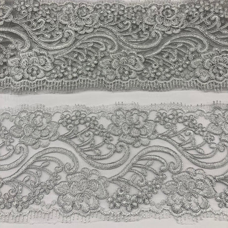 1 Yard 4? Wide Corded Double Sided Lace Trimming on 100% Polyester Net Mesh
