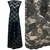 1 Yard Corded Bridal Lace Fabric Embroidered on Net Mesh 54" Width