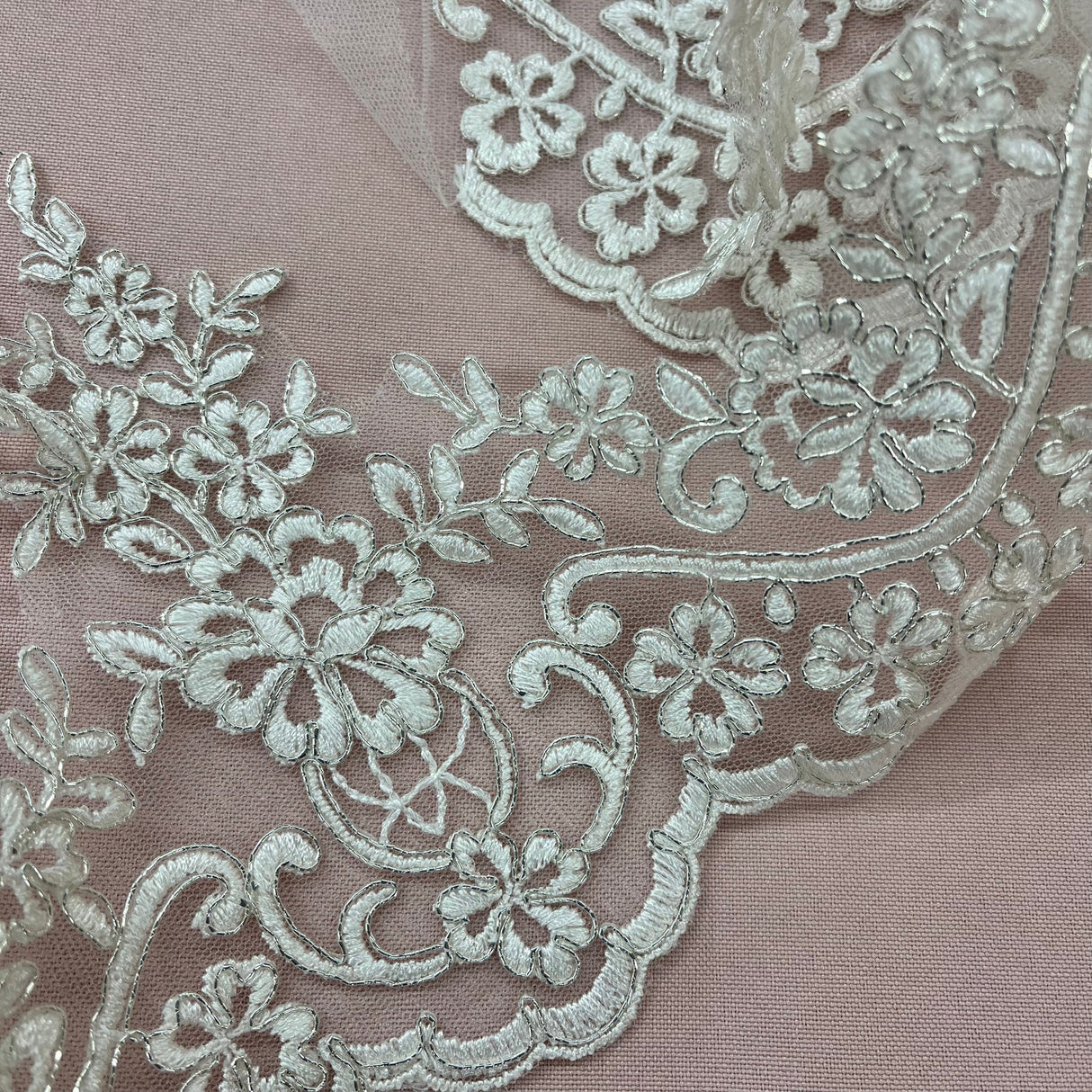 1 Yard Corded Lace Trim 6" Wide 100% Polyester Net Mesh for Gowns & Costumes