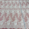 1 Yard Ivory with Silver Corded Bridal Lace Fabric Embroidered on Polyester Net Mesh 50 inch Width