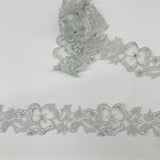 1 Yard Beaded Lace Trimming Embroidered on Organza | 2" Wide | Elegant Beaded Trim for Bridal & Formalwear