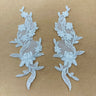 1 Pair Corded Floral Applique for Bridal, Christening & Flower Girl Dresses 11" x 3" Each Side