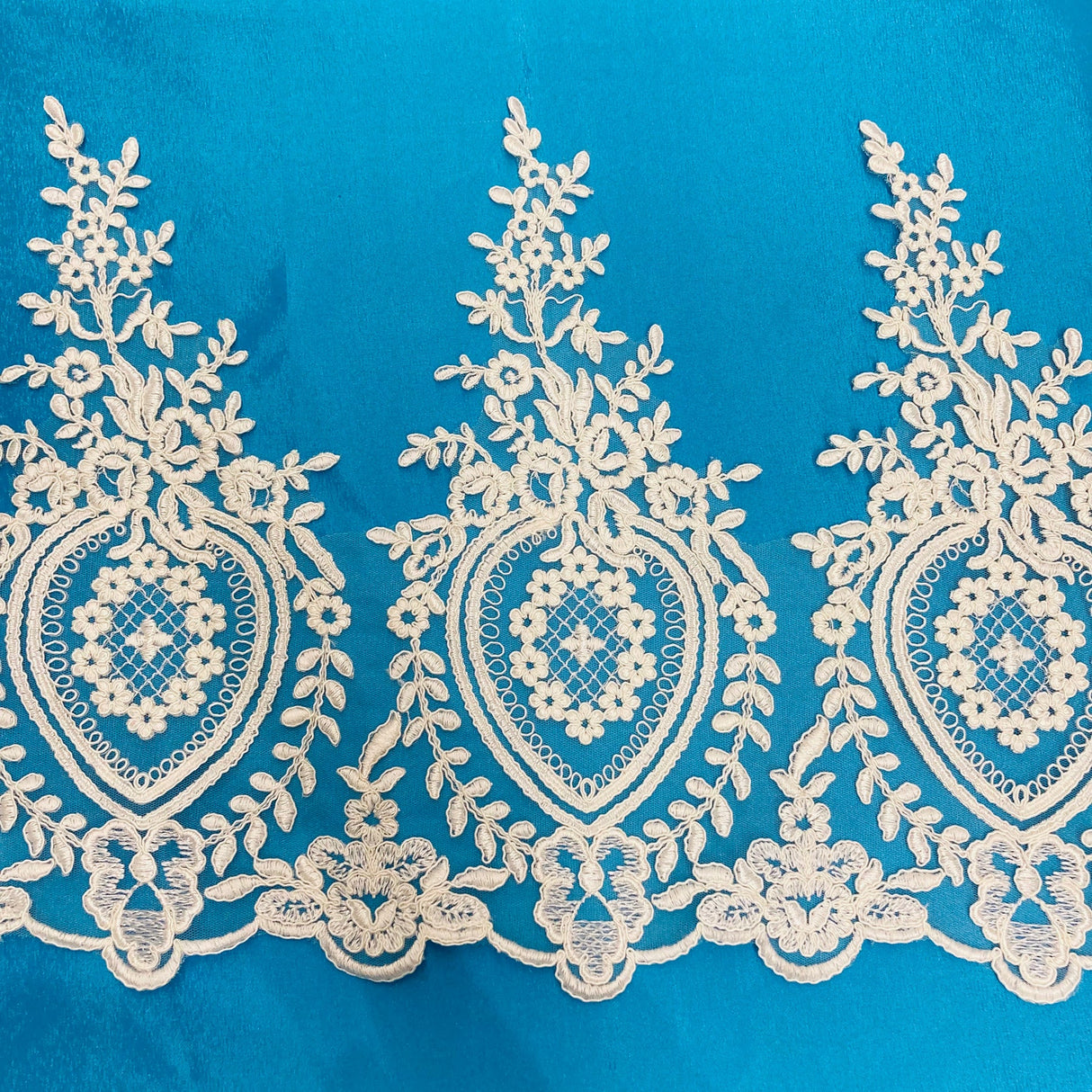 1 Yard Corded Lace Trimming Embroidered on 100% Polyester Net Mesh 13? Wide