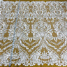 1 Yard White Corded Bridal Lace Fabric, 48” Wide Embroidered Polyester Mesh