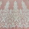 1 Yard Beaded Lace Fabric Embroidered with Fuzzy Thread & Sequins on Polyester Net Mesh for Bridal, Evening & Couture Gowns 49" Wide