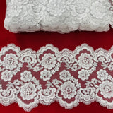 1 Yard Corded Double Sided Lace Trimming 100% Polyester Net Mesh 7? Wide