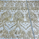 1 Yard White Corded Bridal Lace Fabric, 48” Wide Embroidered Polyester Mesh