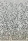 1 Yard Silver Beaded Sequined Lace Fabric Embroidered on Polyester Net Mesh 53 inch Width