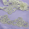 1 Yard Embroidered on 100% Polyester Net Mesh 4? Wide Beaded & Corded Lace Trimming