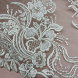 1 Yard Corded Double Sided Lace Trimming 15" Wide Embroidered on 100% Polyester Net Mesh