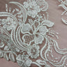 1 Yard Corded Double Sided Lace Trimming 15" Wide Embroidered on 100% Polyester Net Mesh