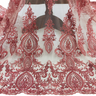 1 Yard Beaded Lace Fabric on Polyester Net Mesh, Light Coral, Embroidered Lace, 48" Wide