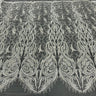 1 Yard Opulent Beaded & Corded Bridal Lace Embroidered on Polyester Net Mesh 58" Wide