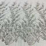 1 Yard Gold Beaded Lace Fabric Embroidered on Polyester Mesh, 51" Wide, Elegant Bridal & Formalwear Fabrication