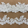 1 Yard Delicate Beaded and Corded Floral Lace Trim Embroidered on Soft Polyester Mesh for Dresses 2 Inch Width