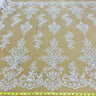 1 Yard Beaded Lace Fabric Embroidered on Polyester Net Mesh, 53" Width, Premium Embroidery Lace Material