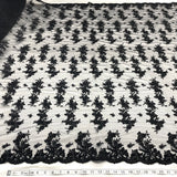 1 Yard Corded Bridal Lace Fabric Embroidered Elegant Net Mesh Couture Gown 54" Width