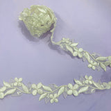 1 Yard Luxurious Beaded Corded Lace Trimming Embroidered Soft Polyester for Gowns 1.5 Inch Width