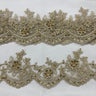 1 Yard Beaded & Corded Floral Lace Trimming 100% Polyester Net Mesh 4? Wide
