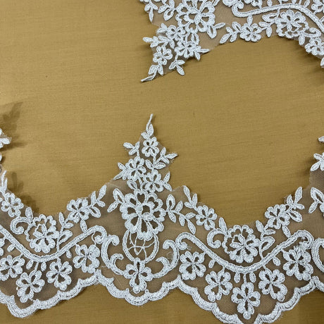 1 Yard Corded Lace Trim 6" Wide 100% Polyester Net Mesh for Gowns & Costumes