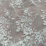 1 Yard Corded Bridal Lace Fabric Embroidered Net Mesh Sage Pink 53" Width