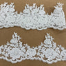 1 Yard Embroidered on 100% Polyester Net Mesh 6? Wide Beaded & Corded Floral Lace Trimming