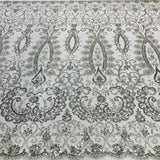 1 Yard Beaded Lace with Sequins & Pearls 52? Wide Embroidered Polyester Mesh for Bridal & Couture Fashion