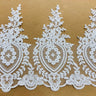 1 Yard Beaded & Corded Lace Trimming 13? Wide Embroidered on 100% Polyester Net Mesh