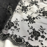 1 Black Yard Beaded Lace Fabric Embroidered Pearl Mesh Couture Dress 50" Width