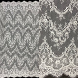 3 Yards Chantilly Embroidered Lace with Eyelash Scallop 52? Wide Romantic Polyester Fabric for Dresses & Gowns