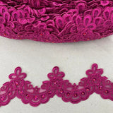 1 Yard Beaded Embroidered Lace Trim 3" Wide 100% Polyester Organza for Bridal & Dancewear