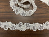 1 Yard Handmade Beaded & Corded Lace Trimming Embroidered on Polyester Organza 2 Inch Width