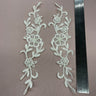 1 Pair Beaded & Corded Lace Applique Embroidered on 100% Polyester Organza 10" x 2" Each Side