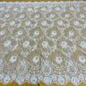 3 Yards Precut Beaded & Corded Chantilly Floral Lace Fabric Embroidered on Polyester Net Mesh 58" Wide