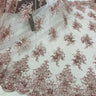 1 Yard Gold Beaded Lace Fabric Embroidered on Polyester Net Mesh 50 inch Width