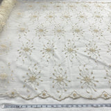 1 Yard Mustard Green Beaded Lace Fabric Embroidered Polyester Net Mesh 50 Inch Width