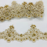 1 Yard Luxurious Beaded Lace Trimming Embroidered on 100% Polyester Net Mesh for Special Occasions 3 Inch Width